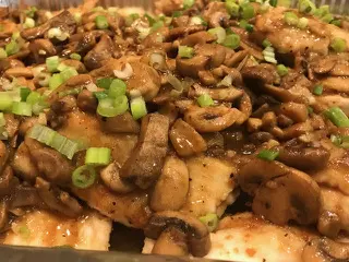 A close up of some food on top of a pan